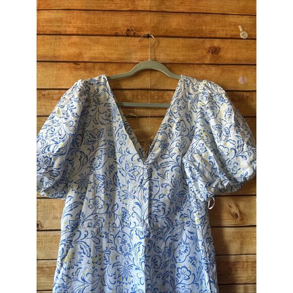 Ann Taylor Floral Linen Blend Puff Sleeve Size 14 $129 - Picture 4 of 9